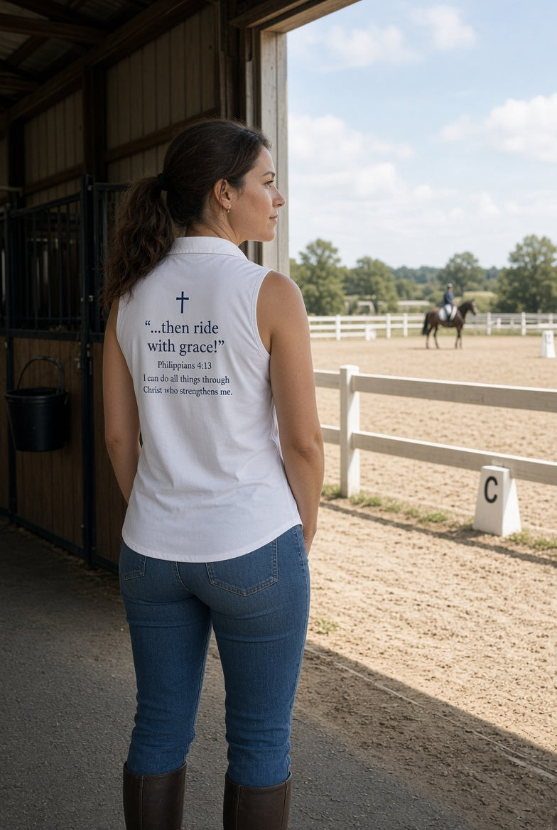 Pray First Ride with Grace Sleeveless Polo — Women's