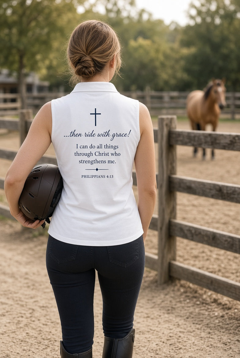 Pray First Ride with Grace Sleeveless Polo — Women's