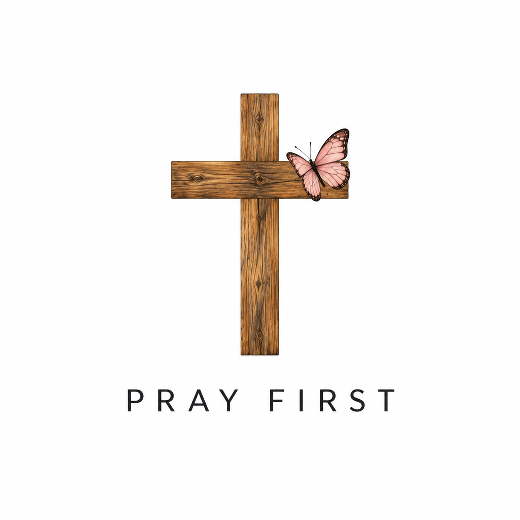 Pray First Cross & Butterfly Crop Hoodie