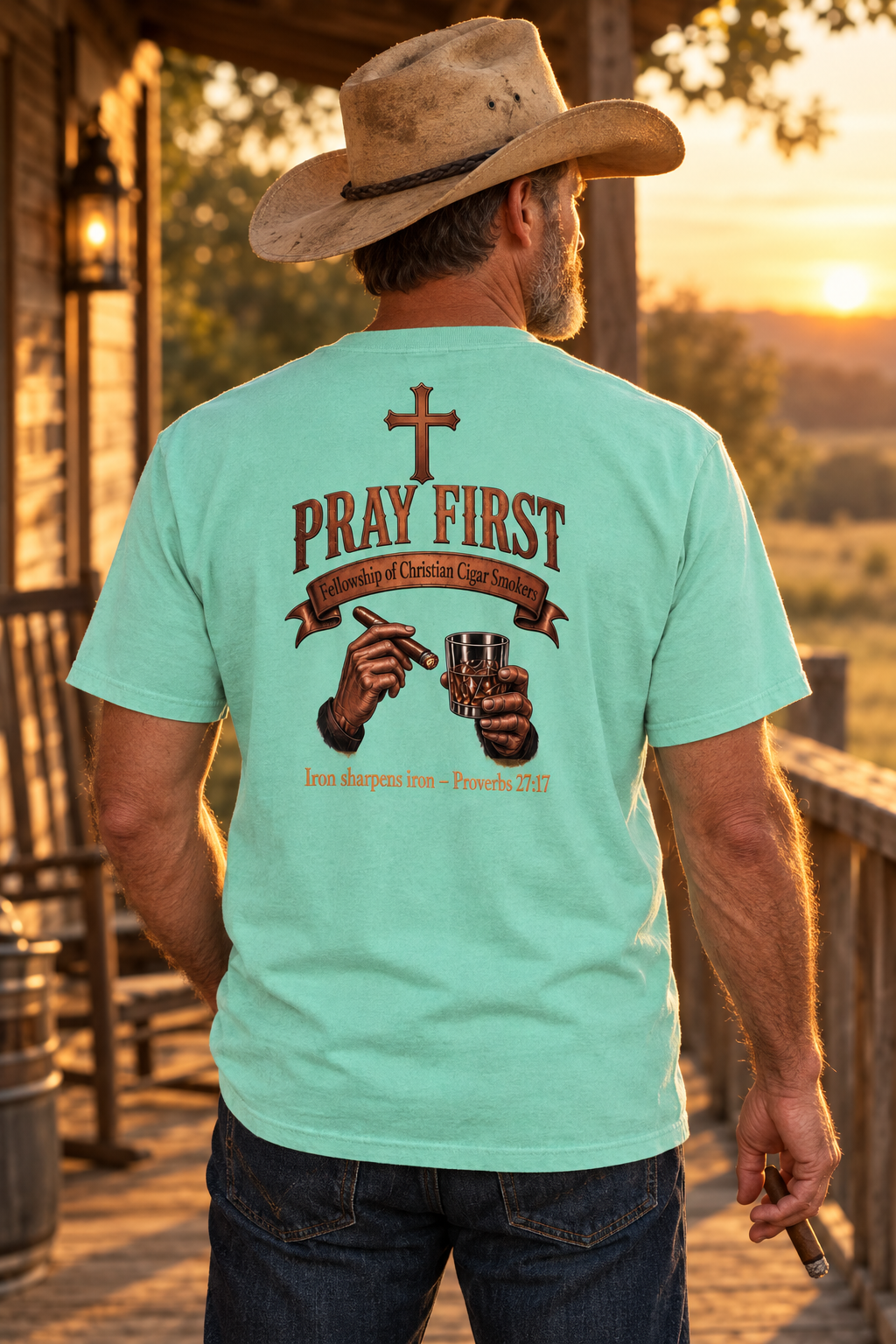 Iron Sharpens Iron FCCS Cigar T-Shirt | Mint Green
