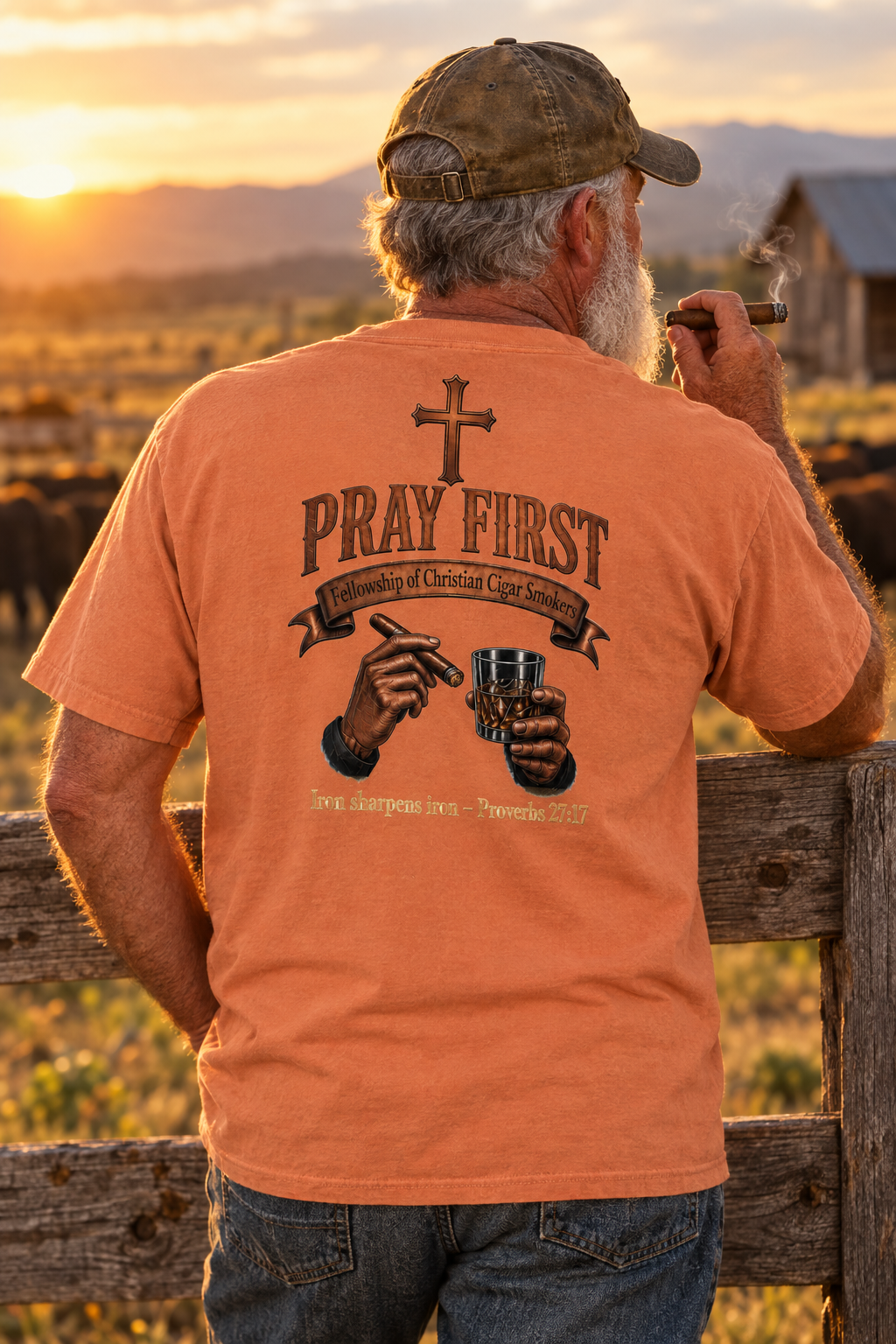 Iron Sharpens Iron FCCS Cigar T-Shirt | Terracotta